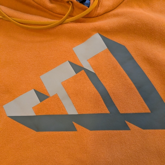 Men's Adidas Orange Pullover Hoodie With Green And Gray Logo Size Medium - Picture 4 of 5